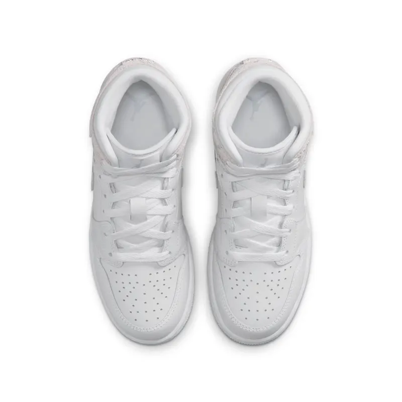 Jordan 1 Mid GS “White Field Silver” (IR2320-100)