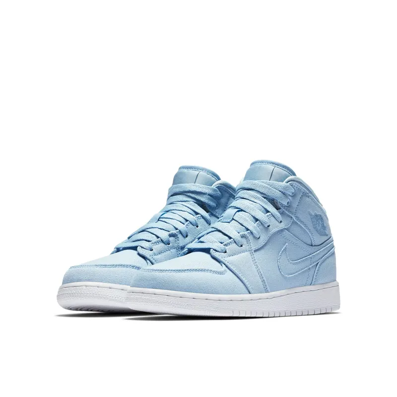 Jordan 1 Mid Canvas Ice Blue (GS) Ice Blue/Ice Blue-White (554725-425)