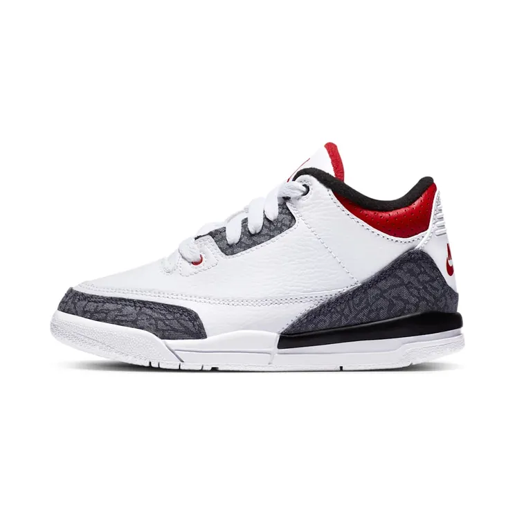Jordan 3 Retro SE Fire Red Denim (PS) “White / Black / Fire Red” (DB0443-100)
