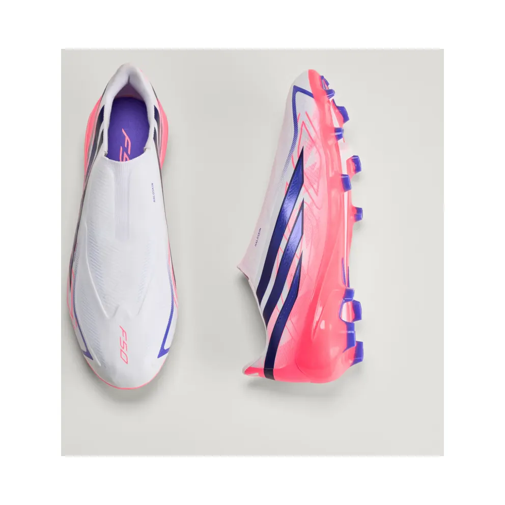 adidas F50 Hyperfast League Laceless Firm Ground Football Boots “Cloud White / Solar Purple / Solar Turbo” (KJ3415)