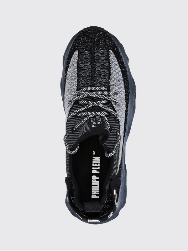 Philipp plein Lace-Up Low-Top Sneakers in Viscose Jersey with Rear Logo Black (SABSUSC0116PTE003N02) (3)