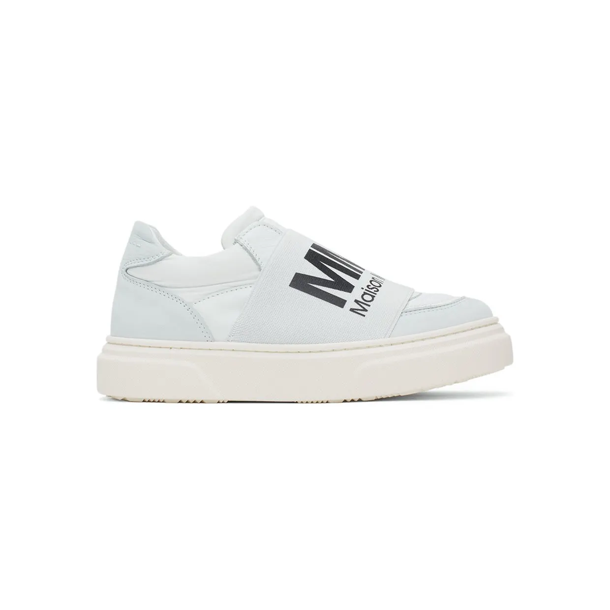 MM6 Maison Margiela Kids Off-White & Grey Elastic Logo Sneakers (70341)