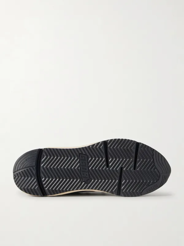 Golden Goose Running Sole Leather-Trimmed Suede and Shell Sneakers Black (GMF00272.F004756) (3)