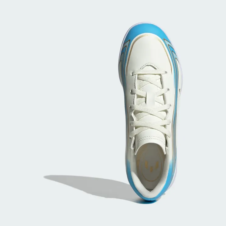 adidas F50 Messi Club Indoor Football Shoes Kids “Ivory / Semi Blue Burst / Icey Blue” (KK1379)