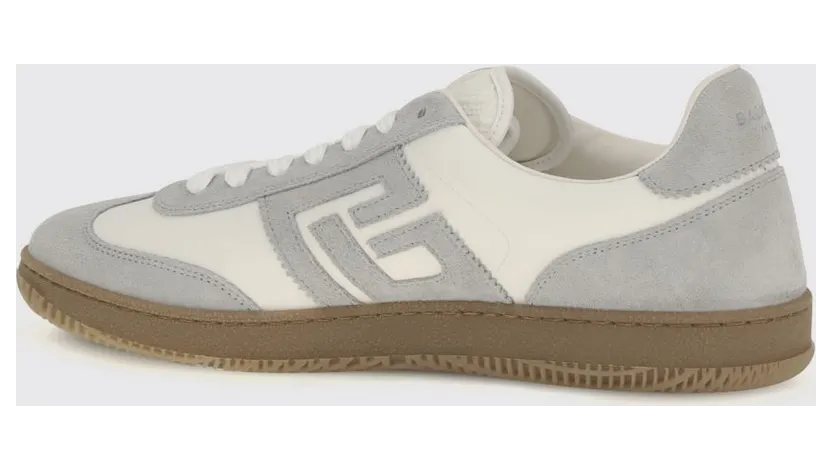 Balmain Swan Low-Top Suede and Leather Sneakers with PB Monogram Grey (HM1VI360LBEWYKS) (2)