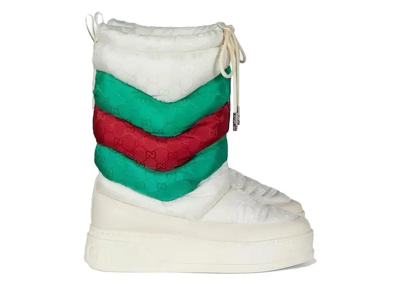 Gucci GG Chevron Boots White Green Red (767234 FACPB 9162)