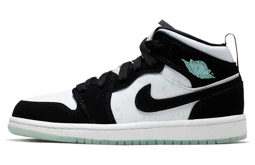 Jordan 1 Mid White Black Teal Tint (PS)