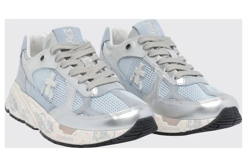 Premiata Mased Laminated Leather and Nylon Sneakers Blue (MASED8205)