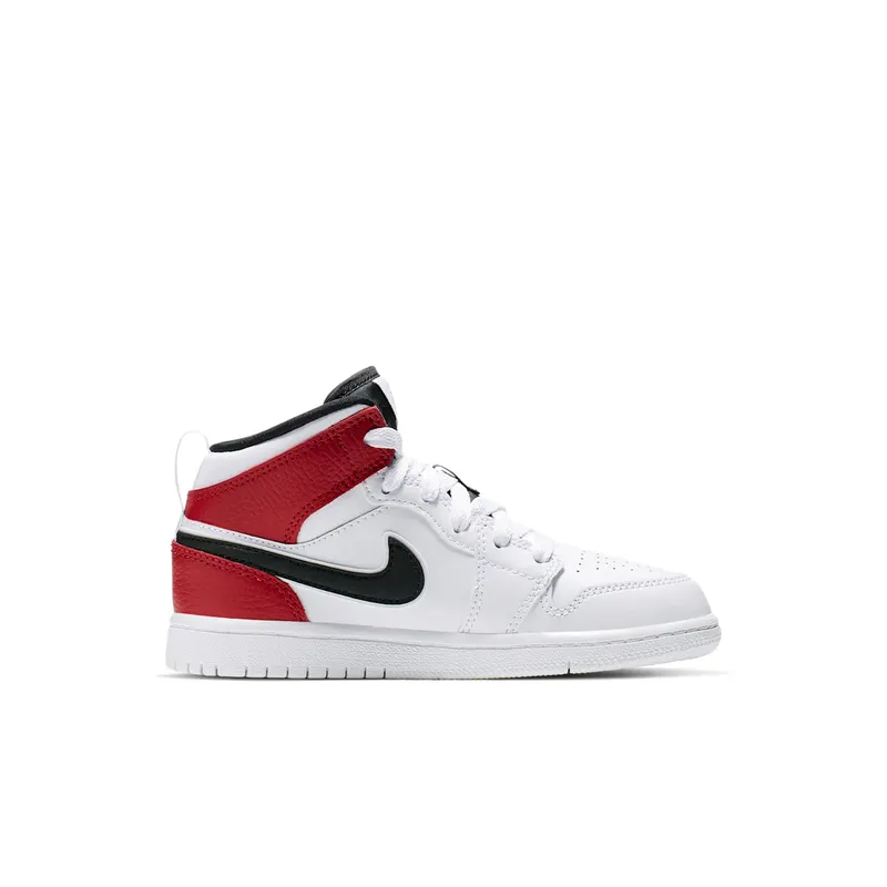 Jordan 1 Mid White Black Gym Red (PS) White/Black-Gym Red (640734-116)