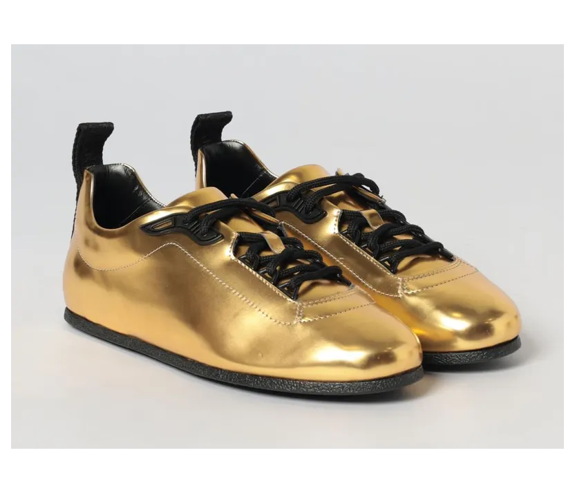 Moschino ’s Laminated Leather Sneakers Gold (MB15101G0OGI0)