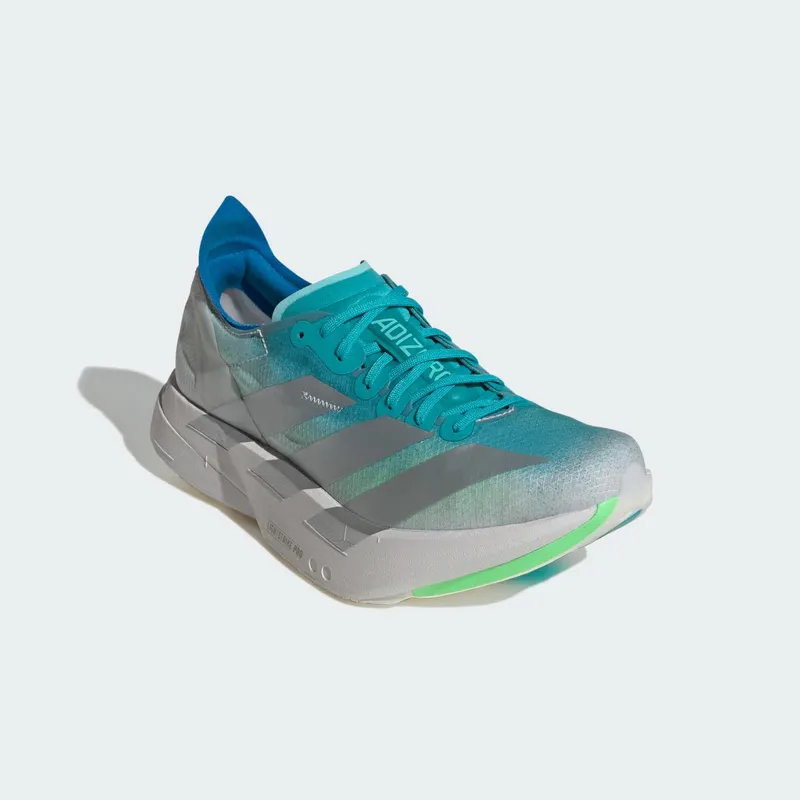 Adidas ADIZERO ADIOS PRO 4 Shoes Hi-Res Aqua / Matte Silver / Grey One (JS2580)