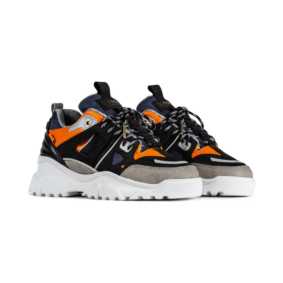 Mason Garments Genova II Nubuck / Leather – Black / Orange Schwarz (SS21-35-17A)