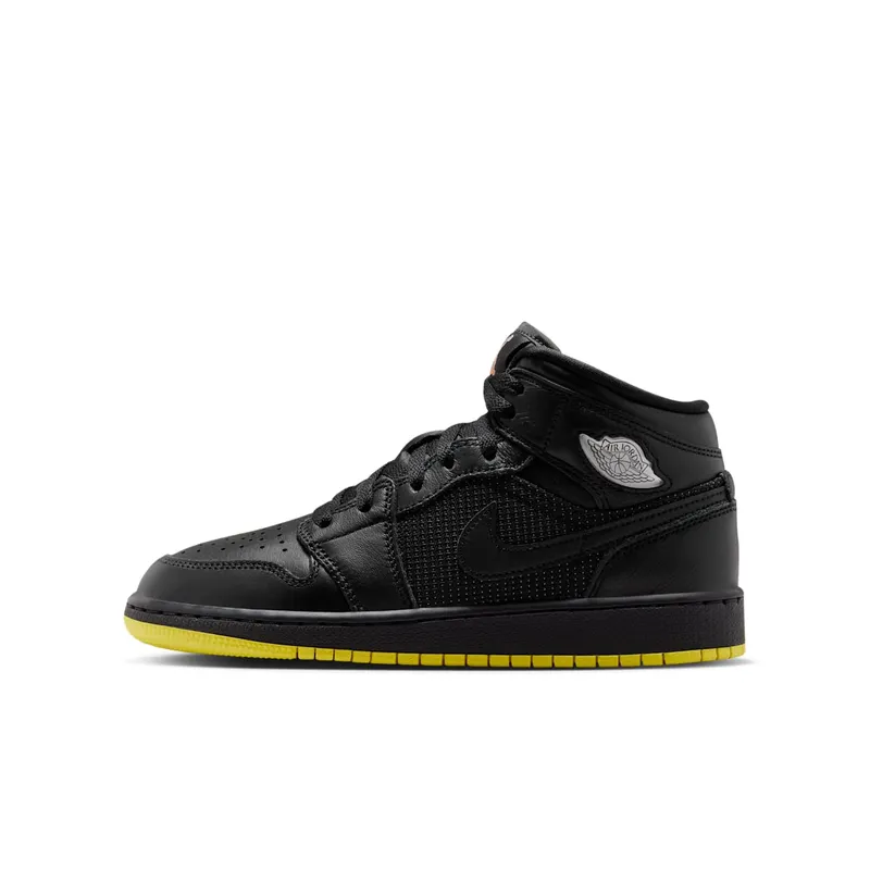 Nike Air Jordan 1 Mid SE “Black / Opti Yellow / Silver” (IV6811-001)