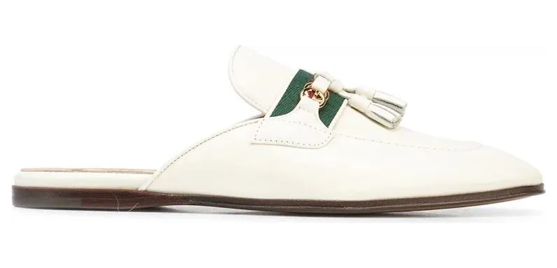 Gucci Paride GG Web Tassel Mule Dusty White (655580 1W610 9121)