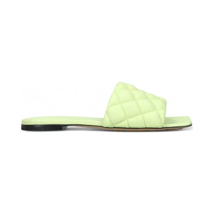 Bottega Veneta Square Toe Leather Mule Fennel (627710VBRR03420)