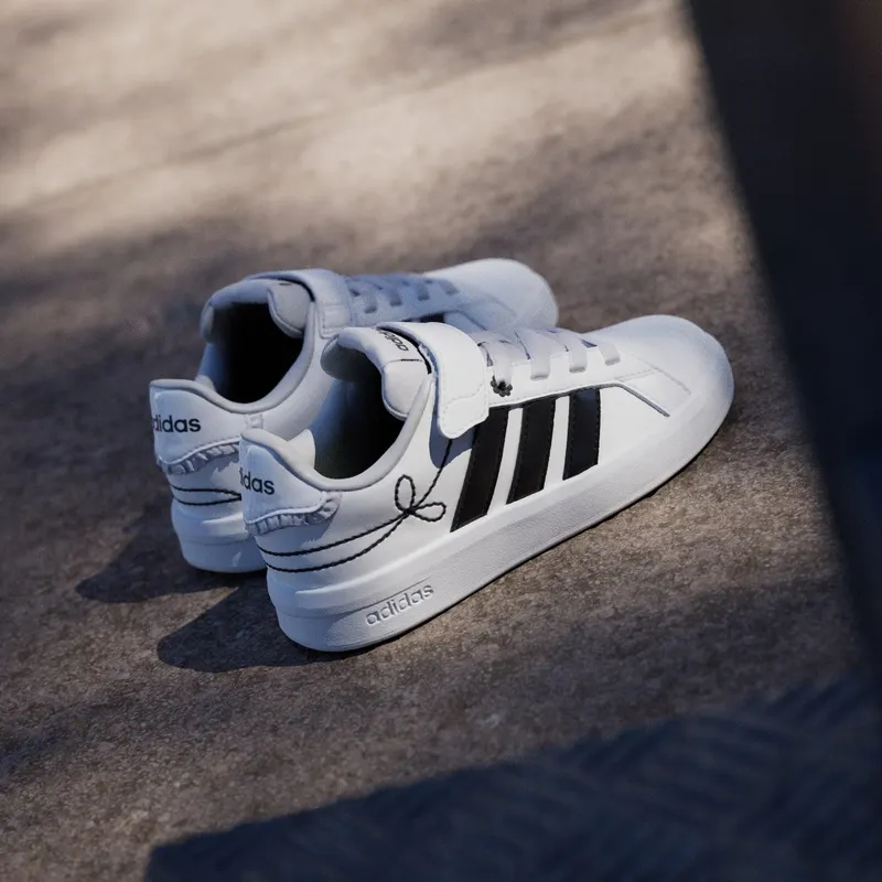 Adidas GRAND COURT 3.0 Shoes KIDS Cloud White / Core Black / Hi-Res Yellow (KH8835)