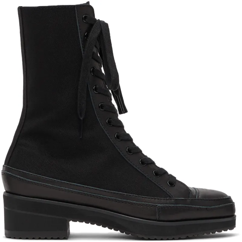 Yohji Yamamoto Black Canvas Heeled High Top (FX-E03-062)