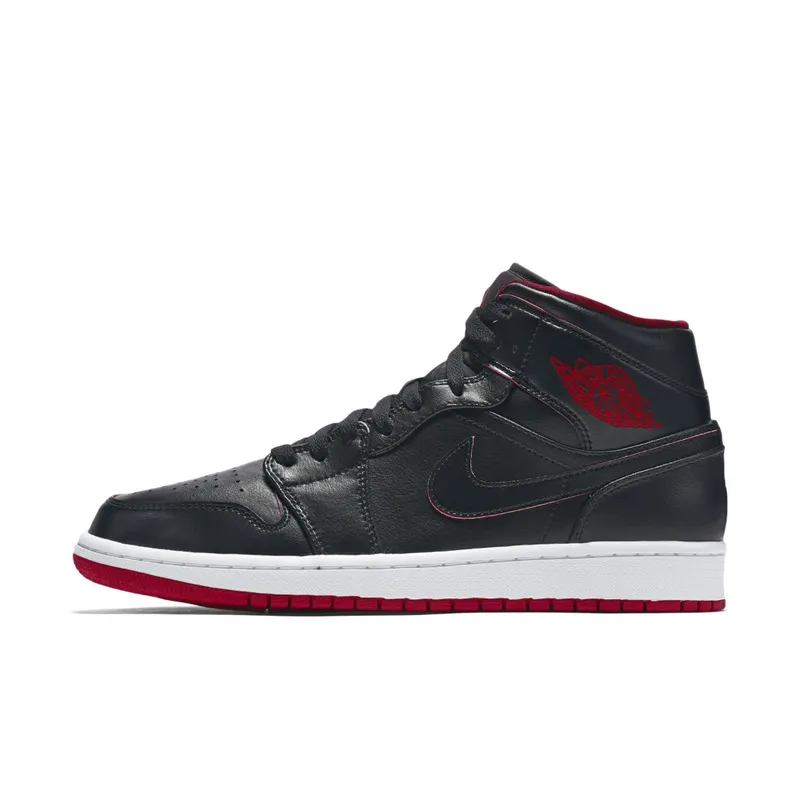 Air Jordan Nike AJ I 1 Retro Mid Black Red White (554724-028)