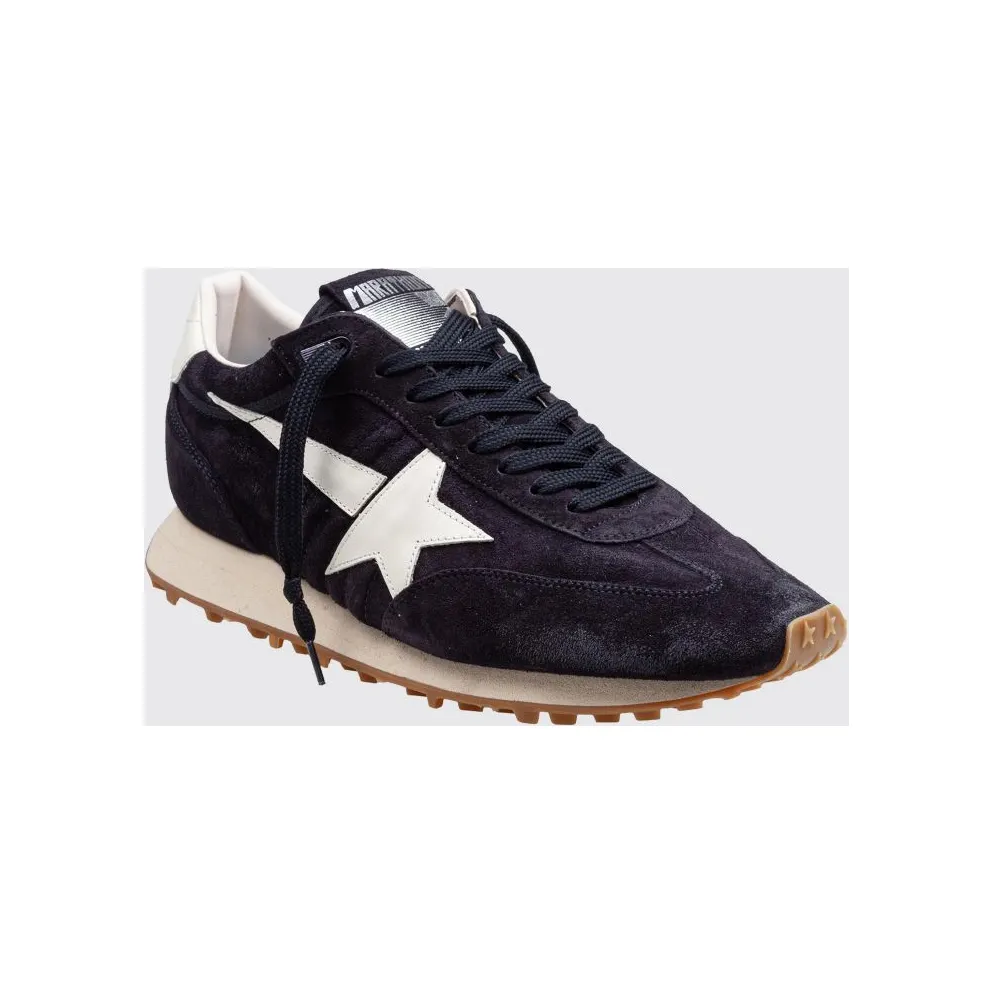 Golden goose Leather and Suede Marathon Sneakers with Distressed Effect Blue (GMF01071F00833350857)