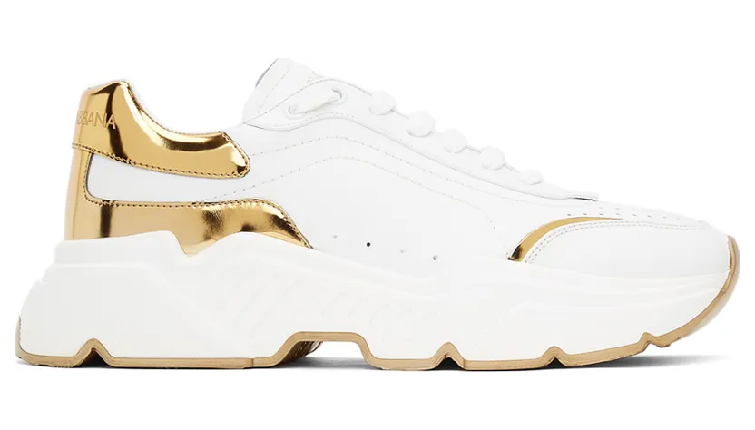 Dolce & Gabbana White & Gold Daymaster Low Sneakers (CS1791 AX588)