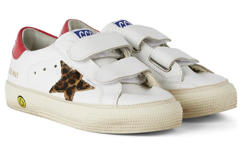 Golden Goose Kids White & Leopard May School Velcro Sneakers (GYF00198.F001996.10762) (4)
