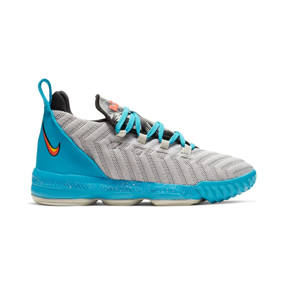 Nike LeBron 16 Tropical Beach (PS) Light Bone/Tour Yellow-Bright Crimson-Blue Lagoon-Atmosphere Grey-Black (AQ2467-076)