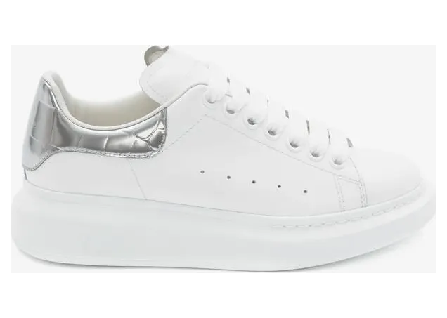 Alexander McQueen Oversized White Silver Croco (W) (553770WHYBQ9071)
