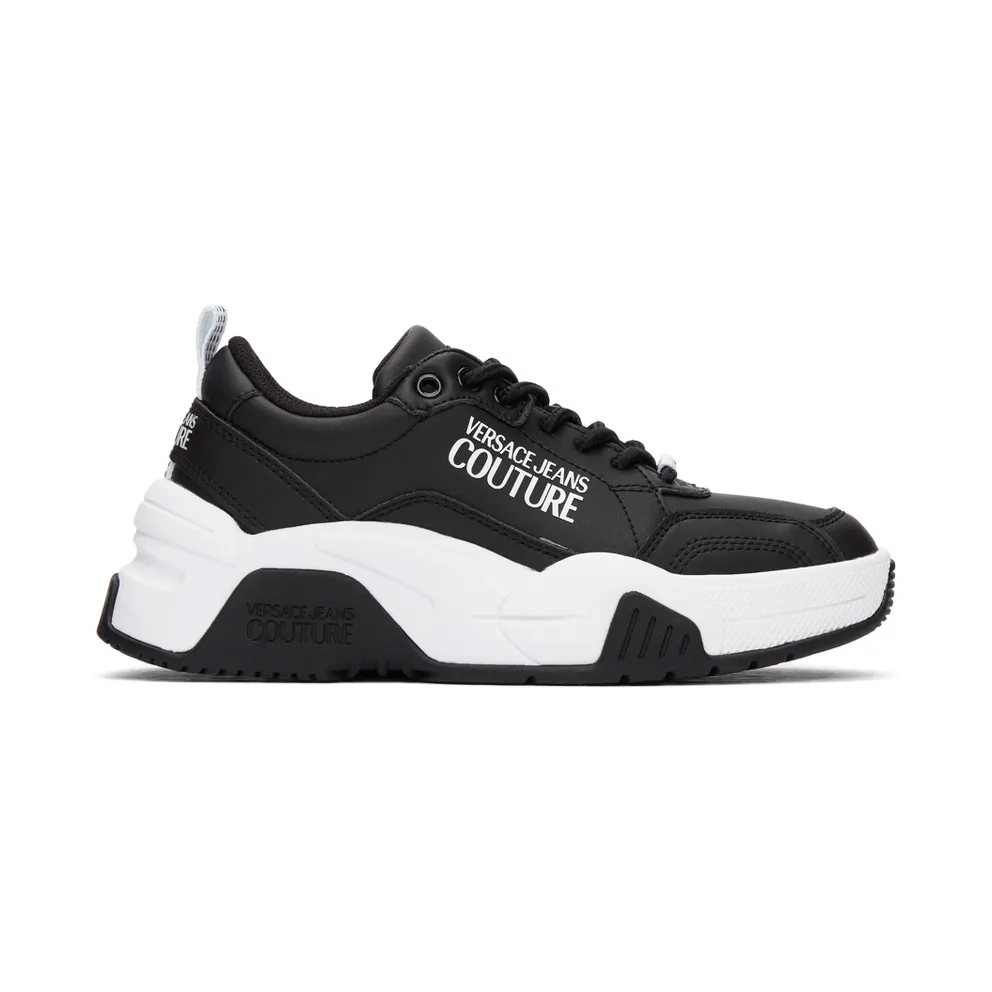 Versace Jeans Couture White and Black Logo Sneakers (EE0VWASF4E71957)