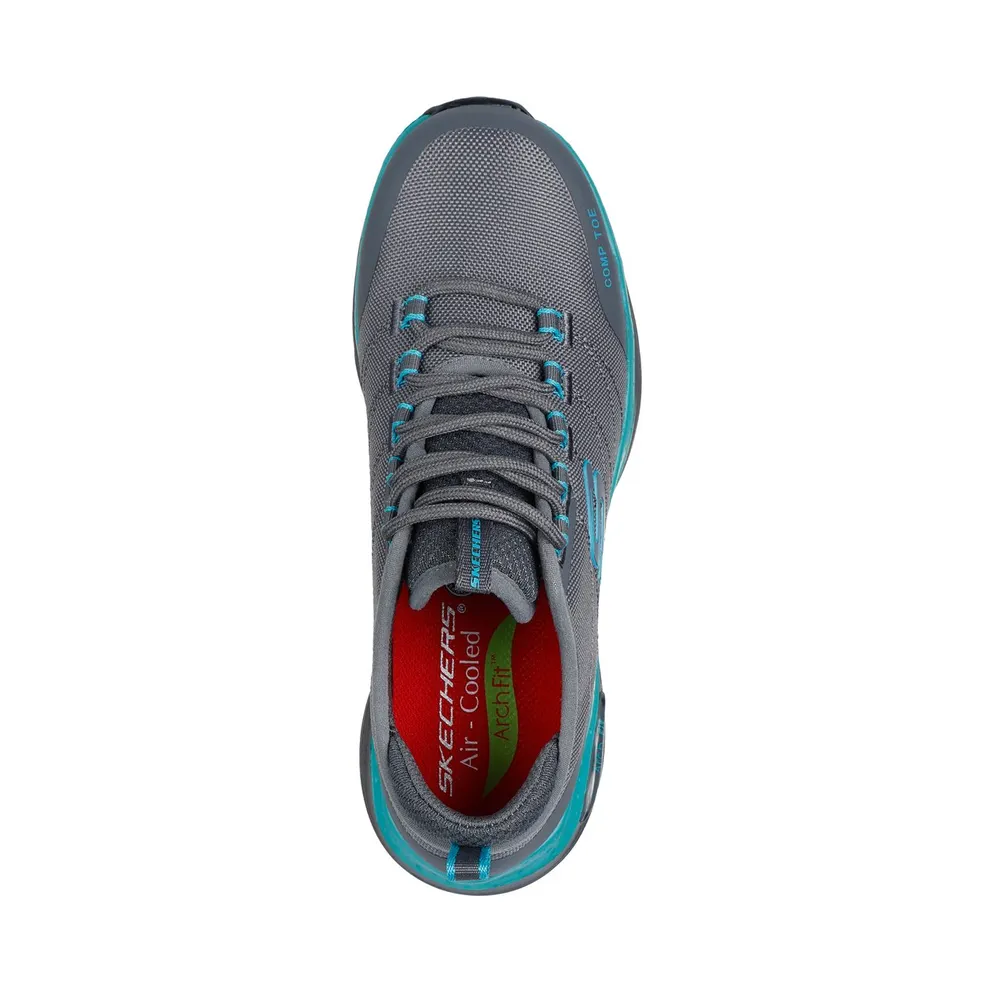Skechers Work Slip-Resistant: Arch Fit “Ebinal Sneaker Grey / Aqua” (108075ECGYAQ)
