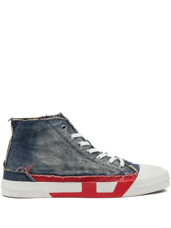 Diesel Ausgefranste S-D-Verse Mid II Sneakers – Blau (Y03723P7521)