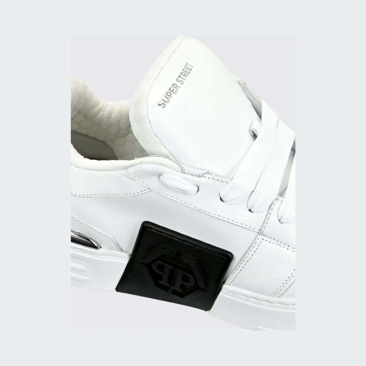 Philipp plein Super Street Leather Sneakers with Rubber Hexagon Logo White (SACSUSC0459PLE025N01) (2)