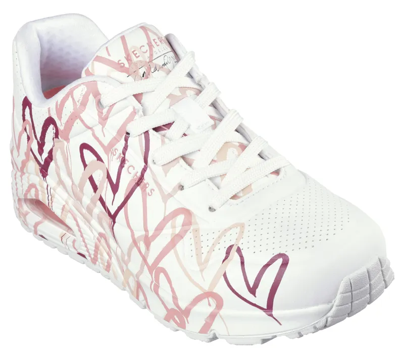 Skechers x JGoldcrown: Uno – Spread the Love – White / Coral (155507 WCRL)