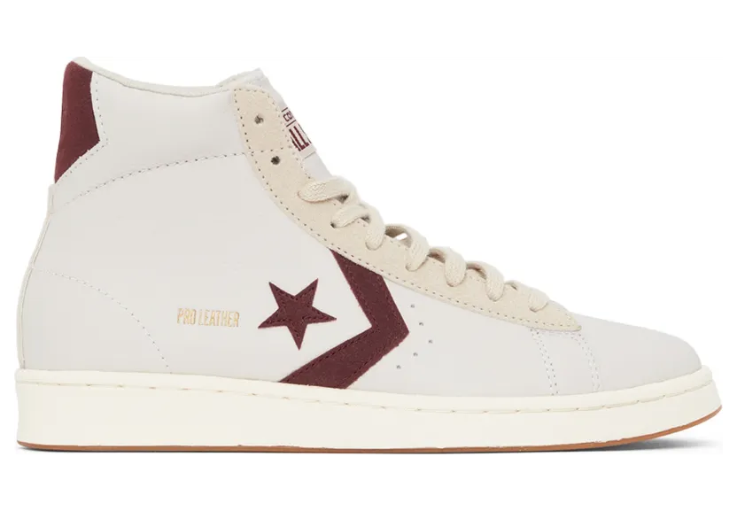 Converse Pro Leather Hi White / Deep Bordaeux / String (171606C)