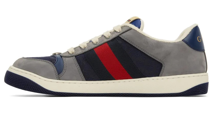 Gucci Navy & Gray Screener Sneakers (576223 FAA3T) (3)