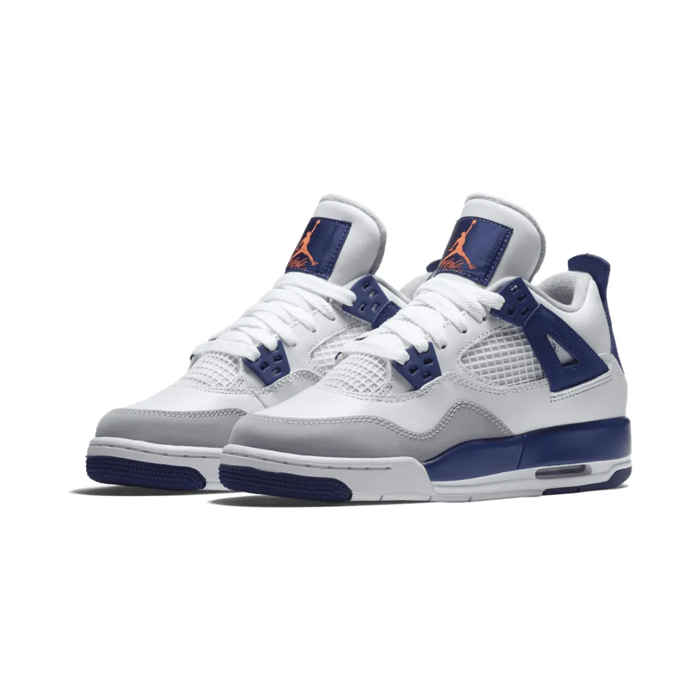 Jordan 4 Retro Deep Royal Blue (GS) White/Deep Royal Blue-Wolf Grey-Hyper Orange (487724-132)