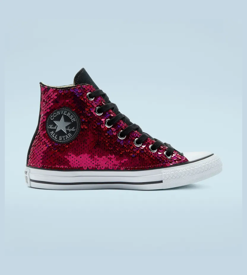 Converse Purple & Silver Sequins Chuck Taylor All Star High Top Purple Silver Sequins (169931C)