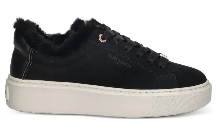 Alexander Smith London sneakers met afwerking van imitatiebont – Zwart (ALBCLHW8242)