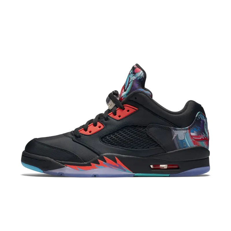 Jordan 5 Retro Low Chinese New Year Black/Bright Crimson-Beta Blue-Black (840475-060)