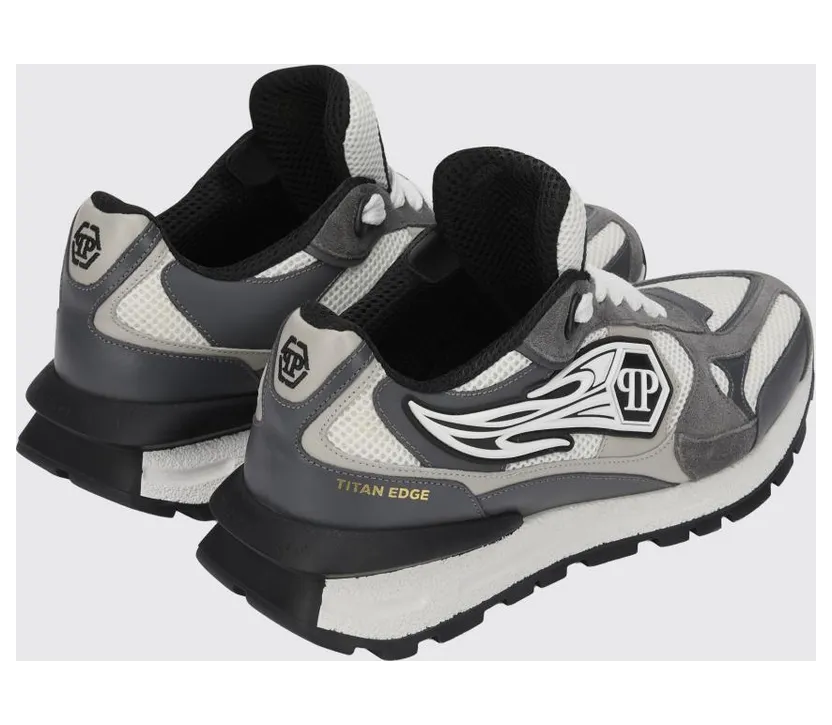 Philipp plein Leather and Mesh Sneakers Grey (SAFSMSC4074PLE022N10) (2)