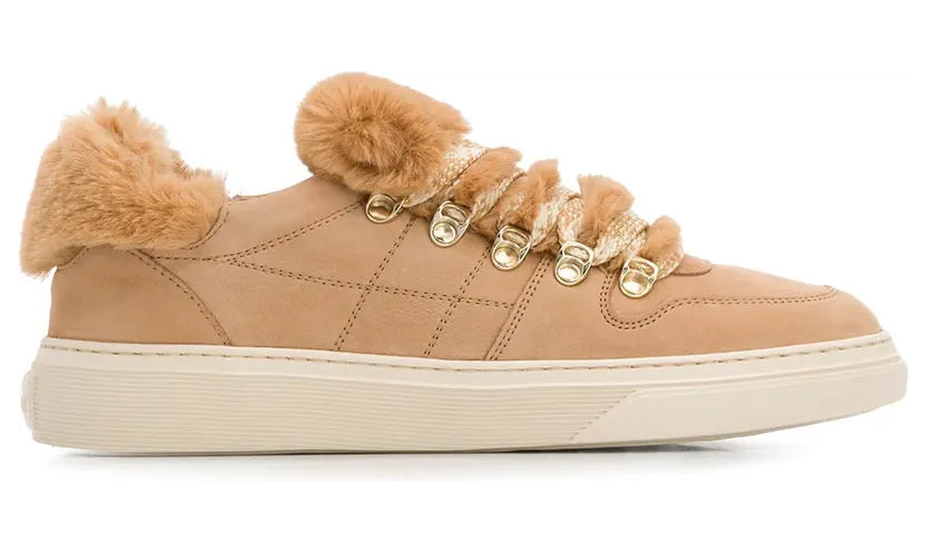 Hogan Sneakers met afwerking van bont – Beige (HXW3650BY60JCLC821)