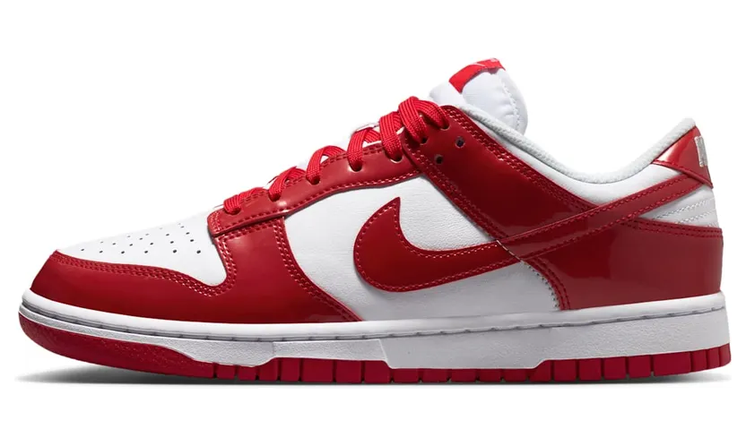 Nike Dunk Low SE Womens “Patent White University Red” (IV5104-101)
