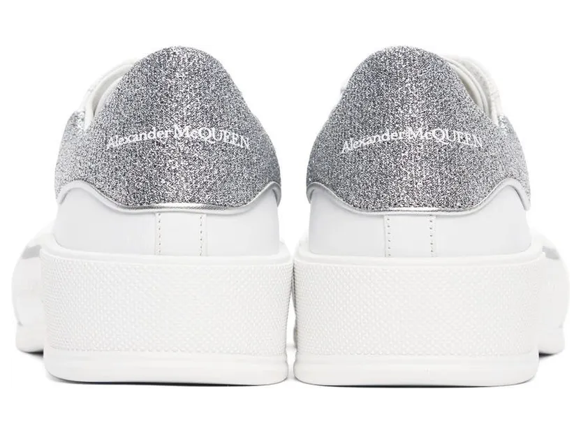 Alexander McQueen White & Silver Deck Lace-Up Plimsoll Sneakers (682410WIB67) (4)