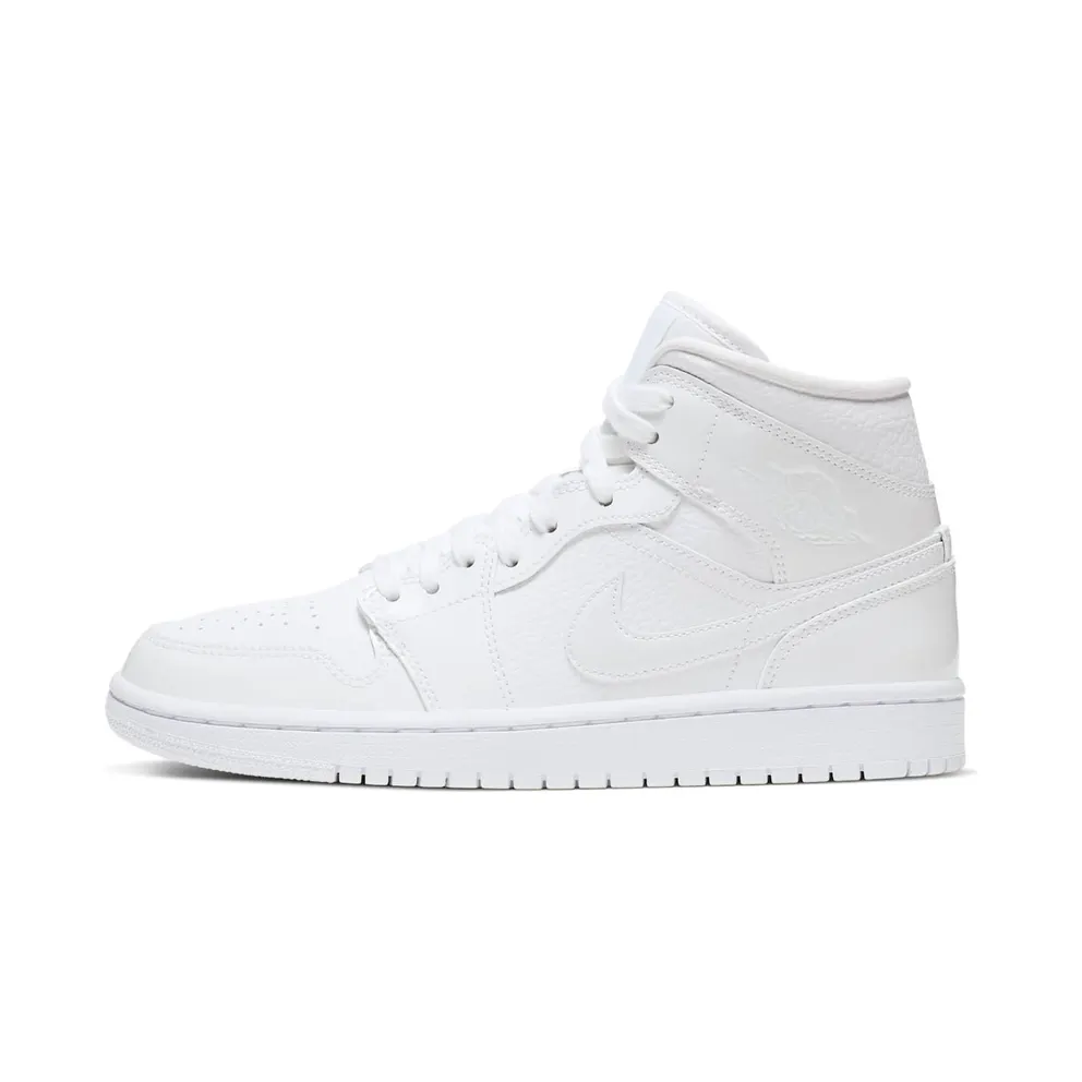 Jordan 1 Mid Triple White Patent Swoosh (W)