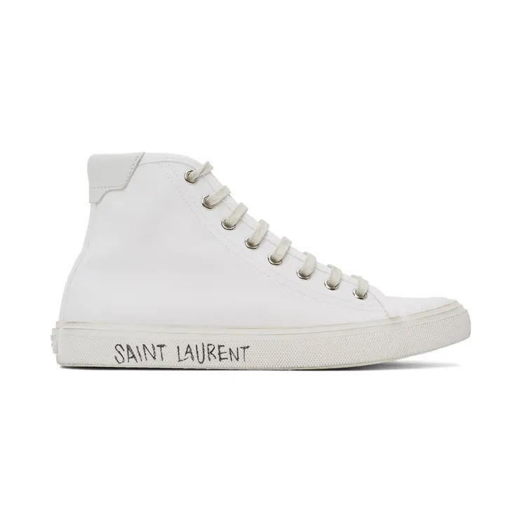 Saint Laurent White Canvas Malibu Sneakers (606076 GUZ20)