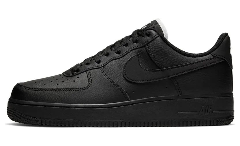 Nike Air Force 1 Low Triple Black (White Tongue)