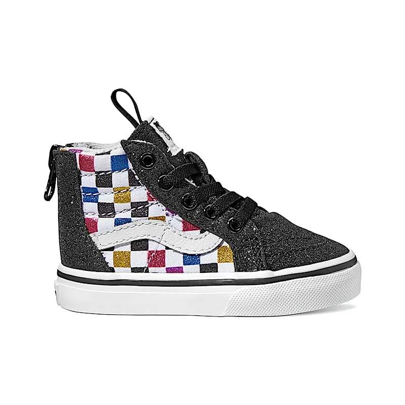 Vans Sk8-Hi Zip Glitter Checkerboard Black (TD) Black/True White (VN0A4BV1V3P)