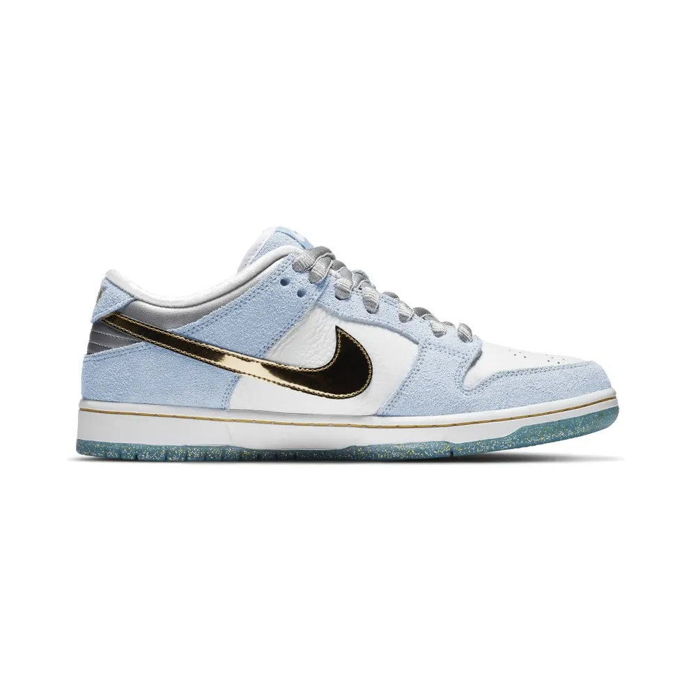 Nike SB Dunk Low Sean Cliver (Special Box) Ice Blue/White-Metallic Gold-Metallic Silver (DC9936-100)