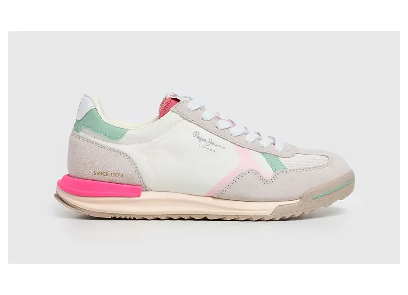 Pepe Jeans PèPè sneaker Grijs / Lichtgroen / Rosa / Offwhite (PLS600056-803)
