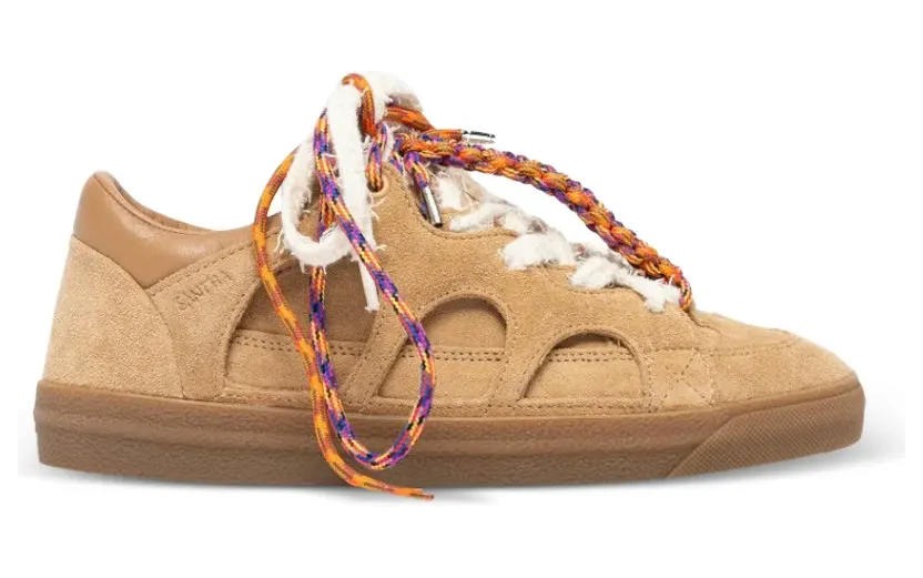 SANTHA Love Park suède sneakers met uitgesneden details – Beige (YU05LPSDAM)