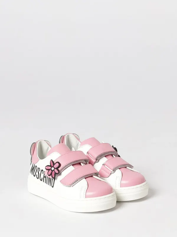 Moschino Leather Sneakers with Flower and Teddy Pink (8307001)